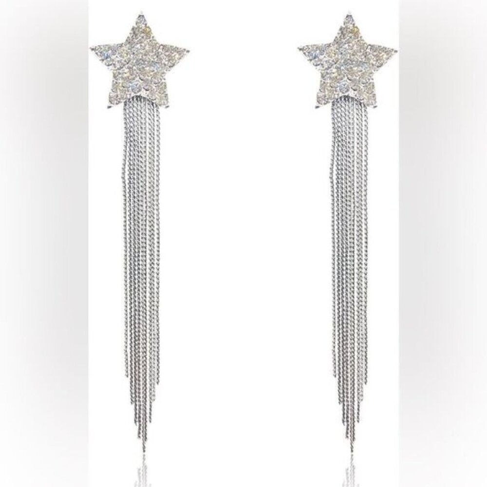 Silver star earrings N332